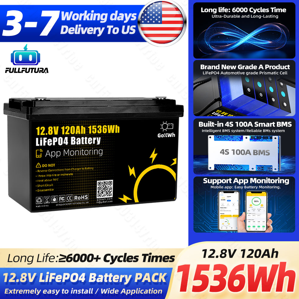 Outdoor Camping Usa - 6000+ Cycles 12V 120Ah Lifepo4 Battery