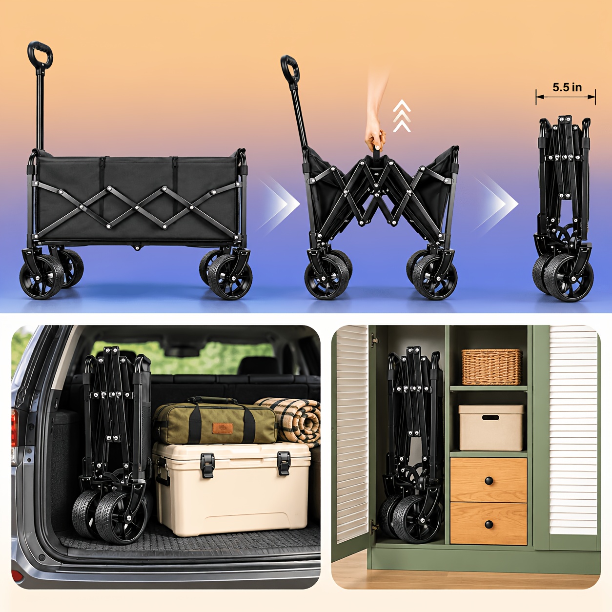500/400LBS Heavy Duty Folding  - đánh giá và giá Outdoor Camping Trolley
