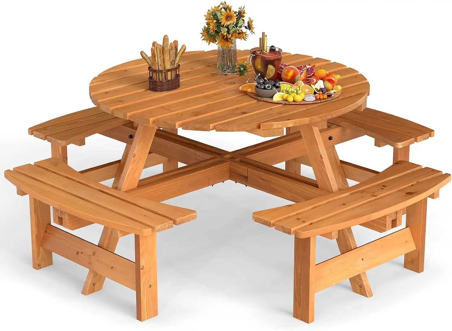 USA Stock8-Person Wood Picnic  - đánh giá và giá Outdoor Camping Usa